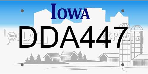 DDA447 Iowa License Plate