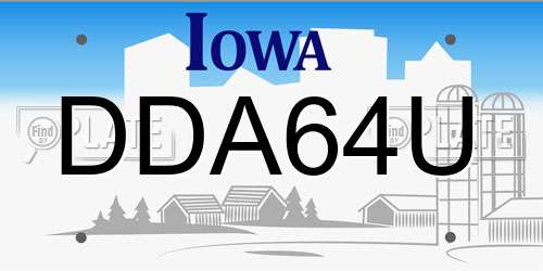 DDA64U Iowa License Plate