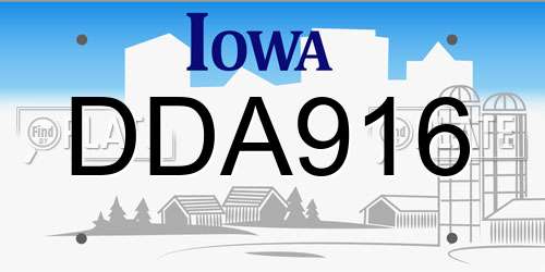 DDA916 Iowa License Plate