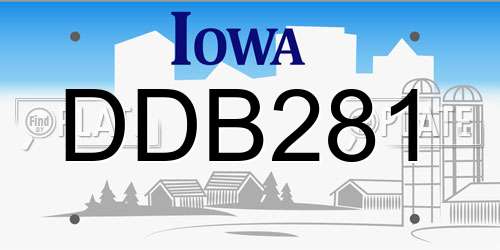 DDB281 Iowa License Plate