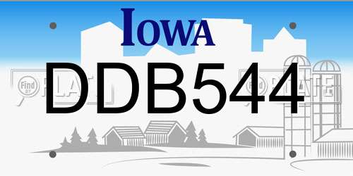 DDB544 Iowa License Plate