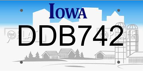 DDB742 Iowa License Plate