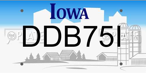 DDB75I Iowa License Plate