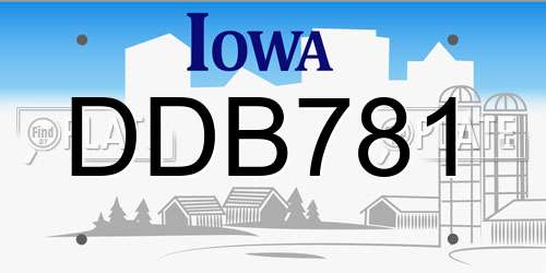 DDB781 Iowa License Plate