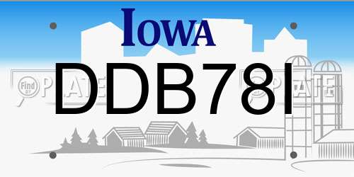 DDB78I Iowa License Plate