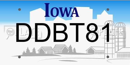 DDBT81 Iowa License Plate