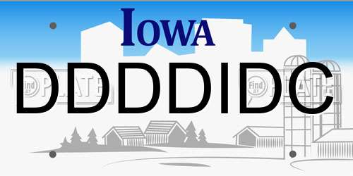 DDDDIDC Iowa License Plate