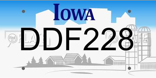 DDF228 Iowa License Plate