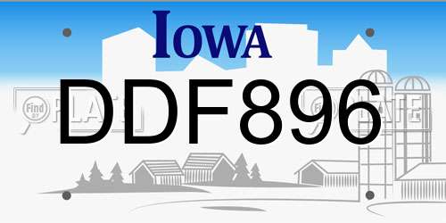 DDF896 Iowa License Plate