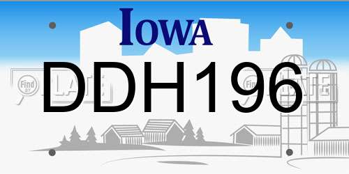 DDH196 Iowa License Plate