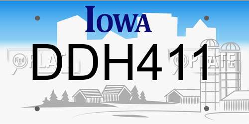 DDH411 Iowa License Plate