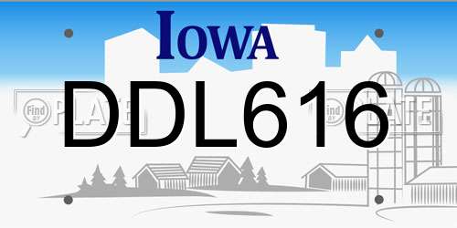 DDL616 Iowa License Plate
