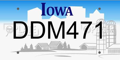 DDM471 Iowa License Plate