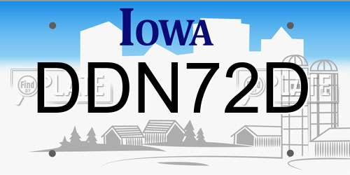 DDN72D Iowa License Plate