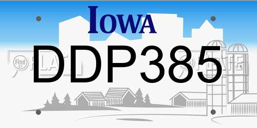 DDP385 Iowa License Plate