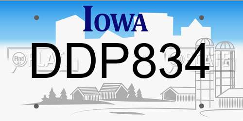 DDP834 Iowa License Plate