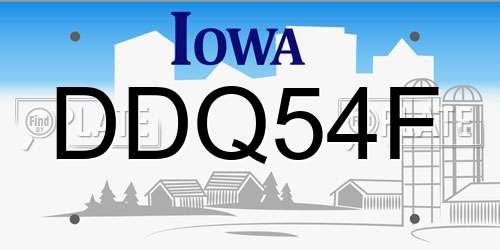 DDQ54F Iowa License Plate