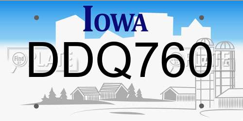 DDQ760 Iowa License Plate