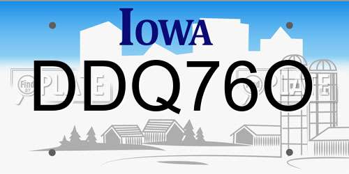 DDQ76O Iowa License Plate