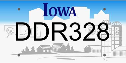 DDR328 Iowa License Plate
