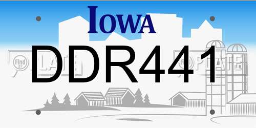 DDR441 Iowa License Plate