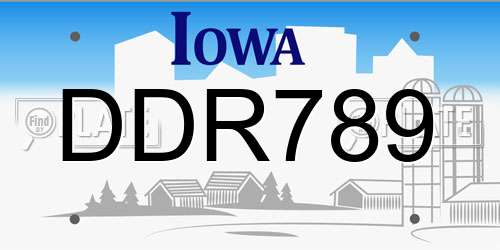 DDR789 Iowa License Plate
