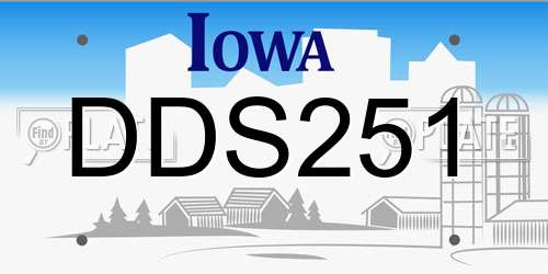 DDS251 Iowa License Plate