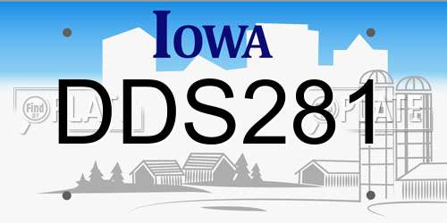 DDS281 Iowa License Plate