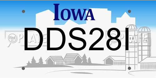 DDS28I Iowa License Plate