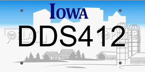 DDS412 Iowa License Plate