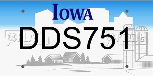 DDS751 Iowa License Plate