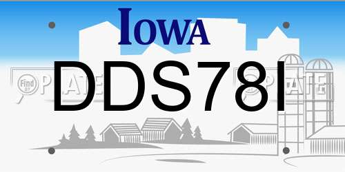 DDS78I Iowa License Plate