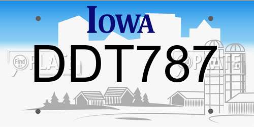 DDT787 Iowa License Plate