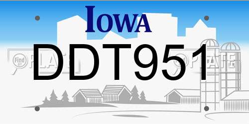DDT951 Iowa License Plate