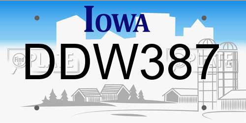 DDW387 Iowa License Plate