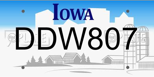 DDW807 Iowa License Plate