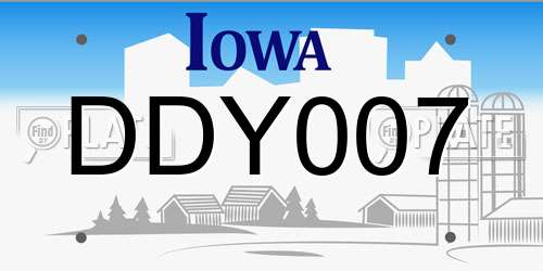 DDY007 Iowa License Plate