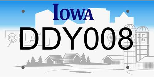 DDY008 Iowa License Plate