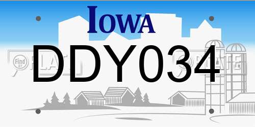 DDY034 Iowa License Plate