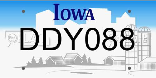 DDY088 Iowa License Plate