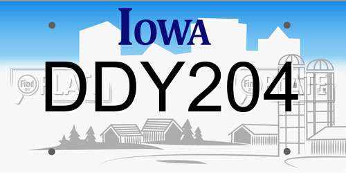 DDY204 Iowa License Plate