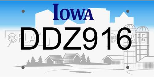 DDZ916 Iowa License Plate
