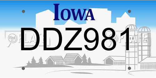 DDZ981 Iowa License Plate