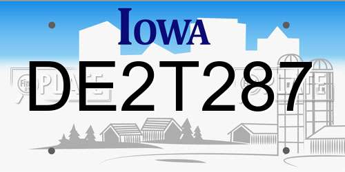 DE2T287 Iowa License Plate