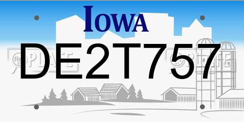 DE2T757 Iowa License Plate