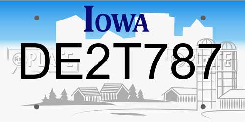DE2T787 Iowa License Plate