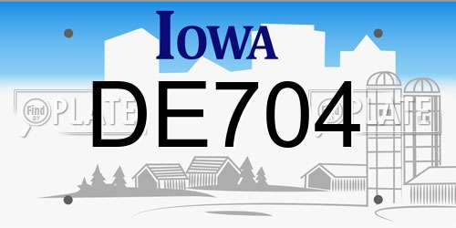 DE704 Iowa License Plate