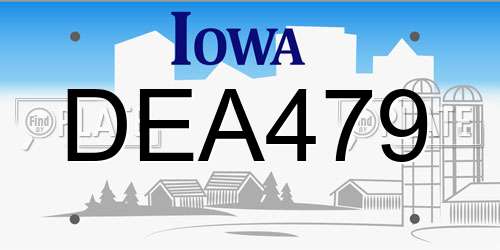 DEA479 Iowa License Plate