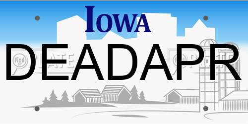 DEADAPR Iowa License Plate