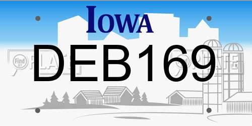 DEB169 Iowa License Plate